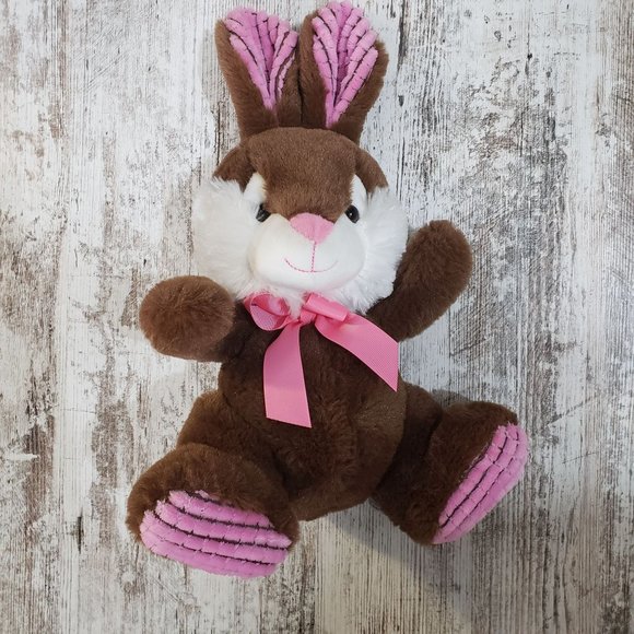 3/$18-Hug Fun Brown & Pink Bunny Rabbit Plush - Picture 1 of 7